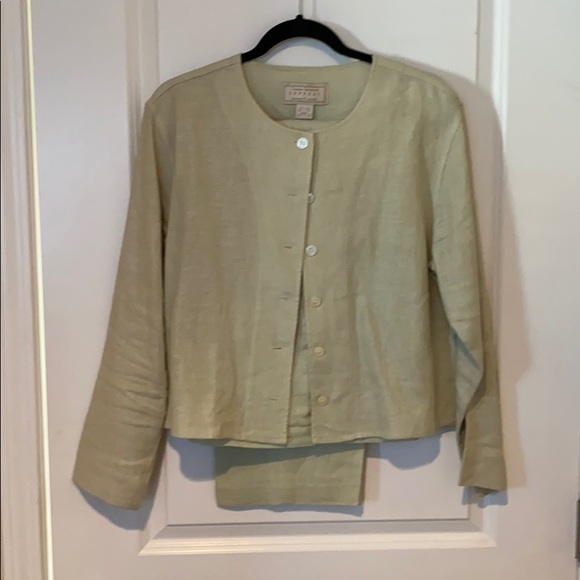 Express Pure Linen Pant Suit Set - Celery Green - Picture 1 of 12